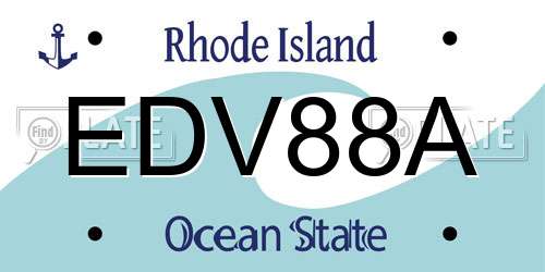 EDV88A Rhode Island License Plate