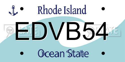 EDVB54 Rhode Island License Plate