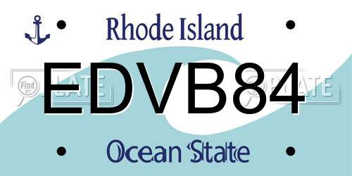 EDVB84 Rhode Island License Plate