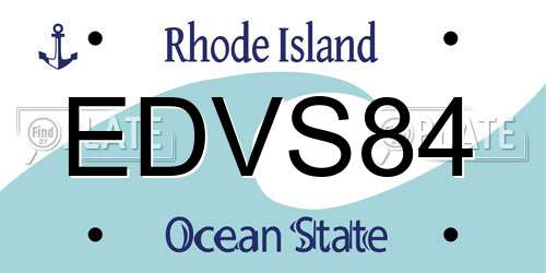 EDVS84 Rhode Island License Plate