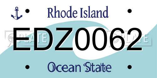 EDZ0062 Rhode Island License Plate