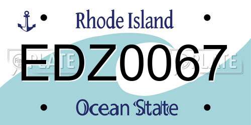 EDZ0067 Rhode Island License Plate