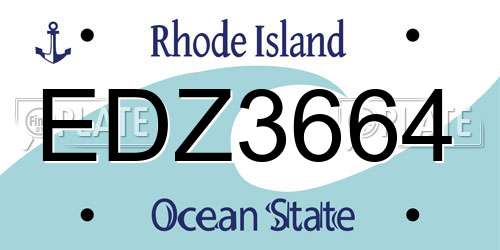 EDZ3664 Rhode Island License Plate