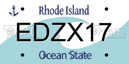 EDZX17 Rhode Island License Plate