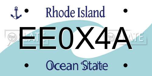 EE0X4A Rhode Island License Plate