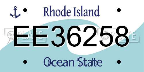 EE36258 Rhode Island License Plate