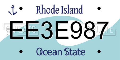 EE3E987 Rhode Island License Plate