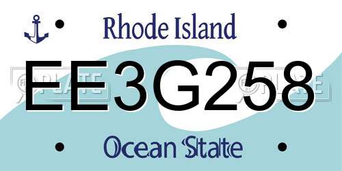 EE3G258 Rhode Island License Plate