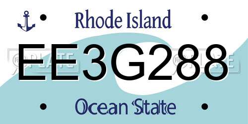 EE3G288 Rhode Island License Plate