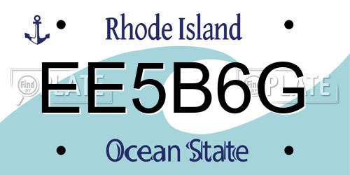 EE5B6G Rhode Island License Plate