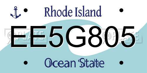 EE5G805 Rhode Island License Plate