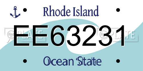 EE63231 Rhode Island License Plate