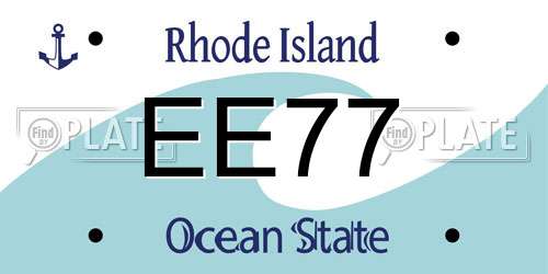 EE77 Rhode Island License Plate