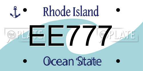 EE777 Rhode Island License Plate