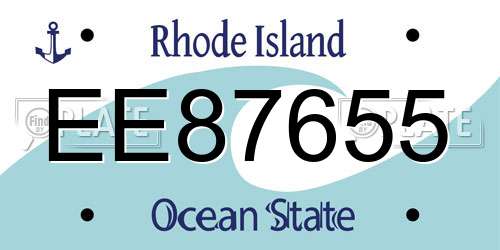 EE87655 Rhode Island License Plate