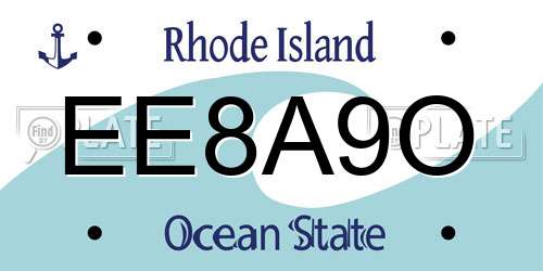 EE8A9O Rhode Island License Plate