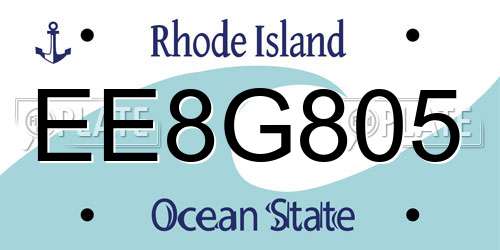 EE8G805 Rhode Island License Plate