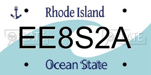 EE8S2A Rhode Island License Plate