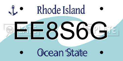 EE8S6G Rhode Island License Plate