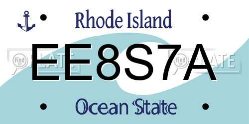 EE8S7A Rhode Island License Plate