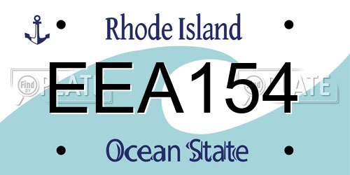 EEA154 Rhode Island License Plate