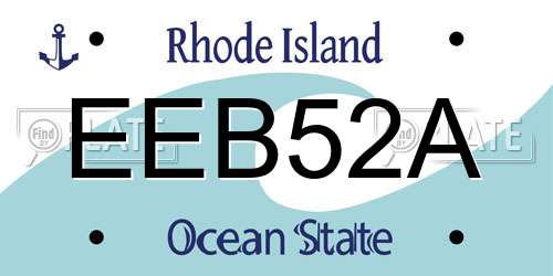EEB52A Rhode Island License Plate