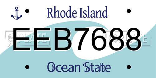 EEB7688 Rhode Island License Plate