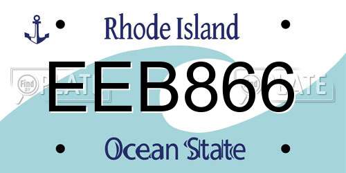 EEB866 Rhode Island License Plate