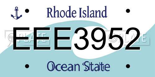 EEE3952 Rhode Island License Plate