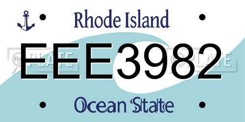 EEE3982 Rhode Island License Plate