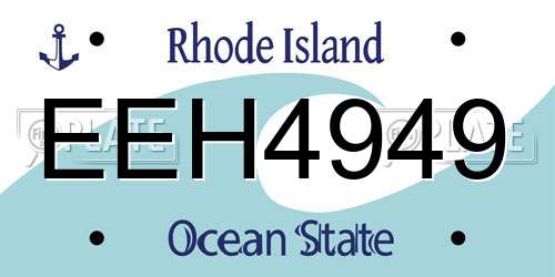 EEH4949 Rhode Island License Plate