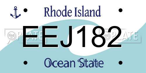 EEJ182 Rhode Island License Plate