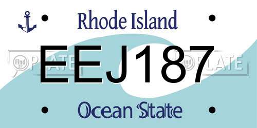 EEJ187 Rhode Island License Plate