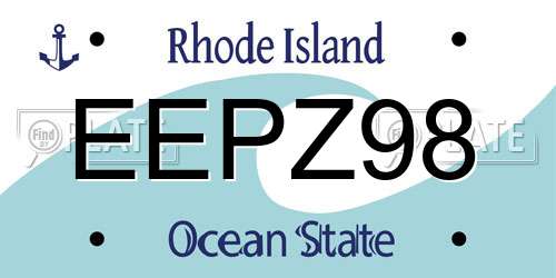EEPZ98 Rhode Island License Plate