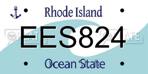 EES824 Rhode Island License Plate