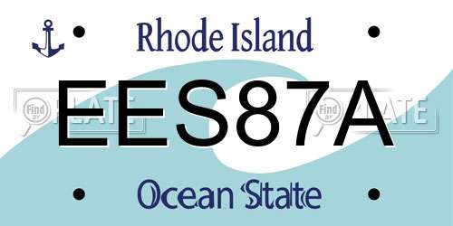 EES87A Rhode Island License Plate