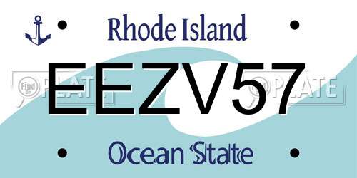 EEZV57 Rhode Island License Plate