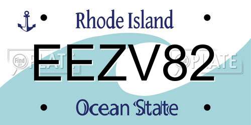 EEZV82 Rhode Island License Plate