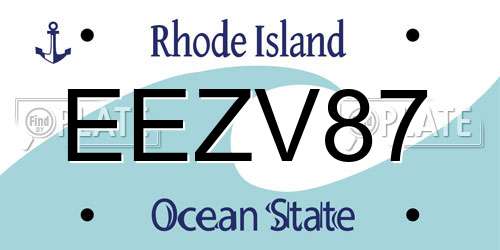 EEZV87 Rhode Island License Plate