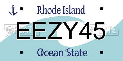 EEZY45 Rhode Island License Plate