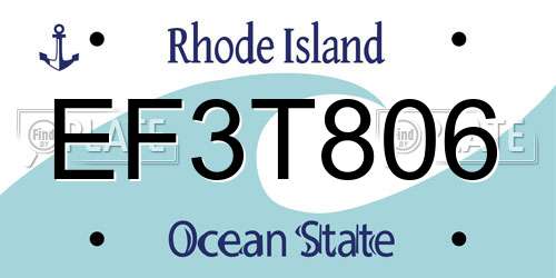 EF3T806 Rhode Island License Plate