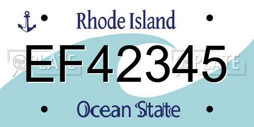 EF42345 Rhode Island License Plate