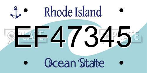 EF47345 Rhode Island License Plate