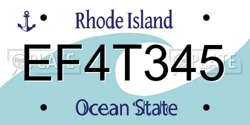 EF4T345 Rhode Island License Plate