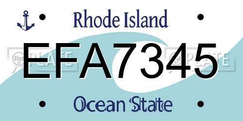 EFA7345 Rhode Island License Plate