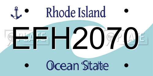 EFH2070 Rhode Island License Plate