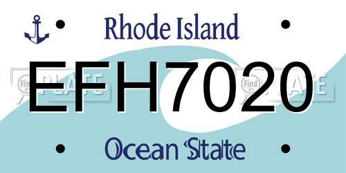 EFH7020 Rhode Island License Plate