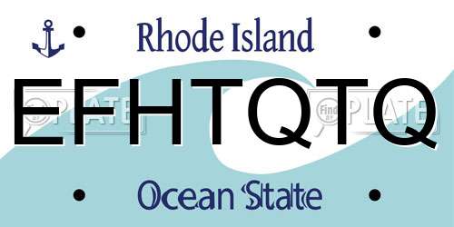 EFHTQTQ Rhode Island License Plate