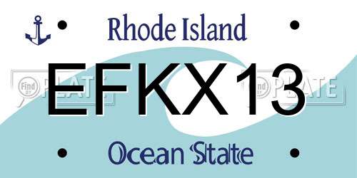 EFKX13 Rhode Island License Plate