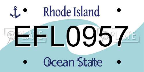 EFL0957 Rhode Island License Plate